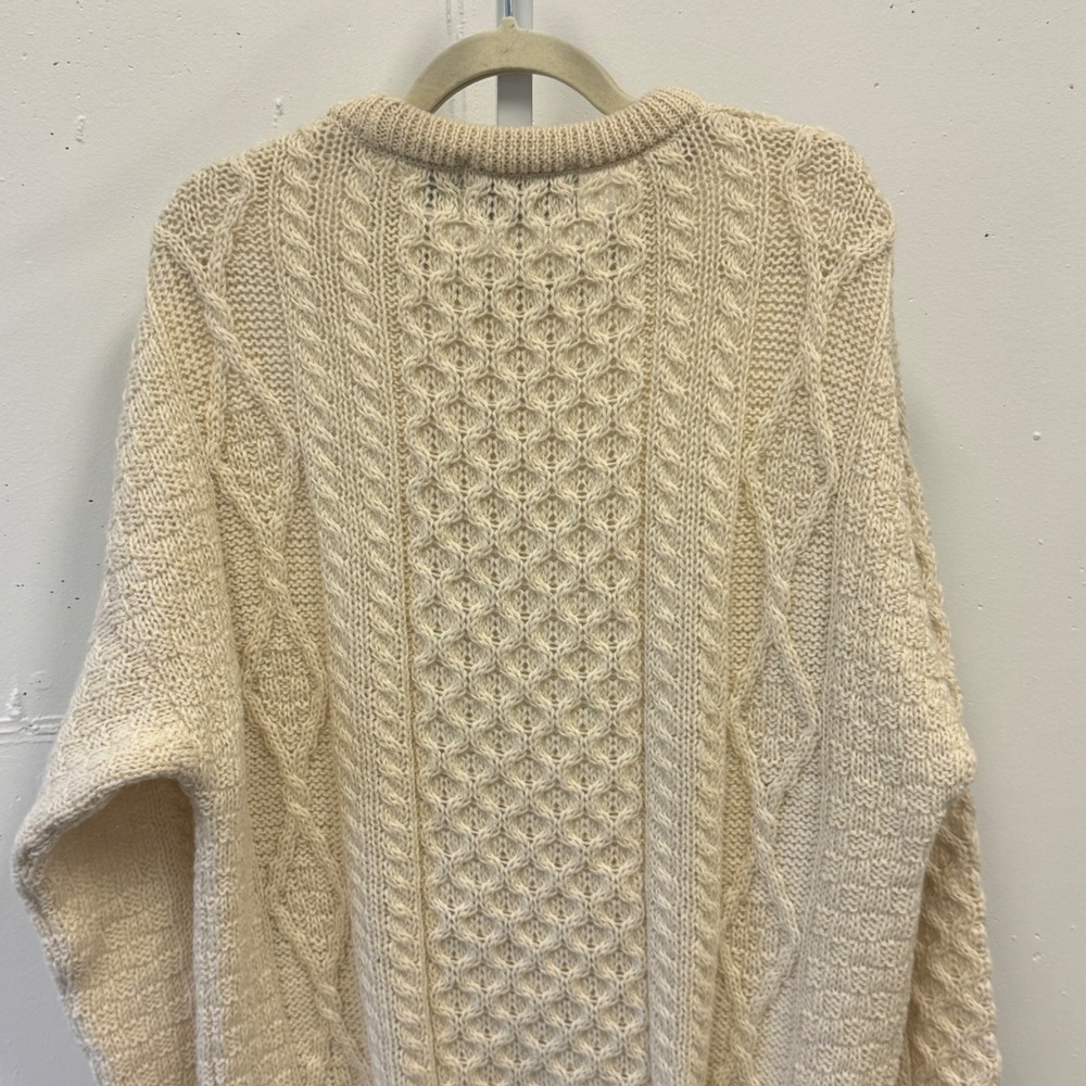 Vintage Aran Sweater Market Ireland Men's Wool Cable Fisherknit Knit Sweater XL - Picture 5 of 8